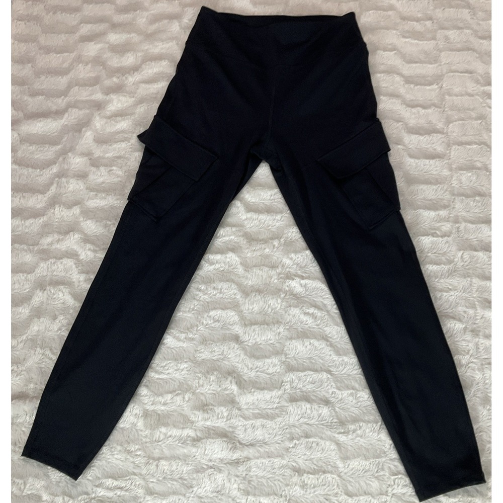 Halara Women's Medium Black High Rise Cargo Leggings Flap Pocket Stretch Pants